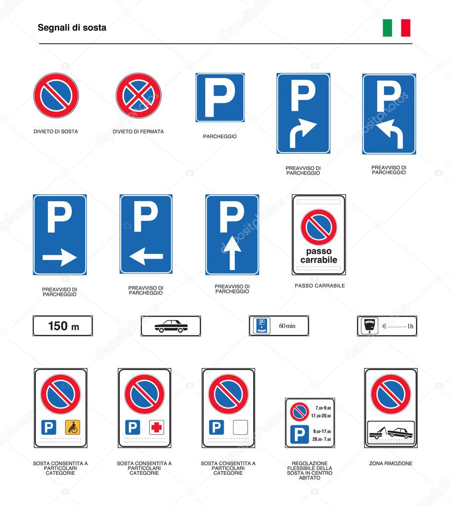 italian road parking signs