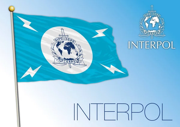 Flaga Interpolu, międzynarodowej organizacji — Wektor stockowy