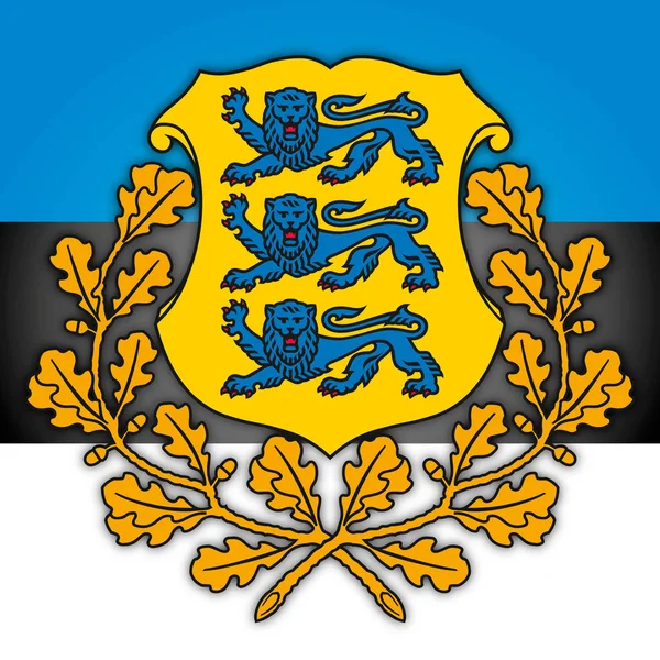 Estonia escudo de armas y bandera — Vector de stock