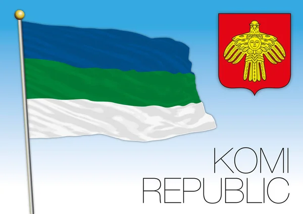 Autonome republiek Komi vlag, Russische Federatie, Rusland — Stockvector