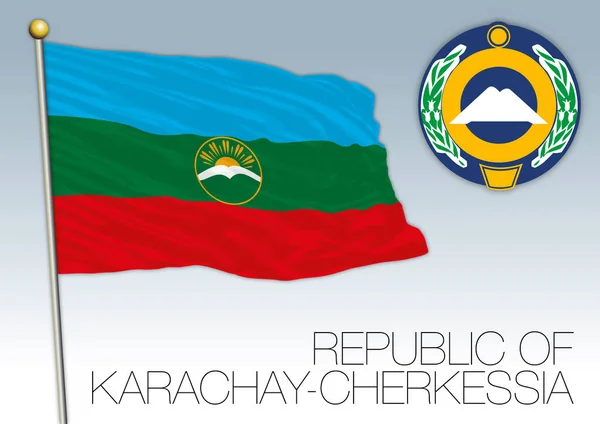 Republika Kharachay-Czerkiesja flaga, Federacja Rosyjska, Rosja — Wektor stockowy