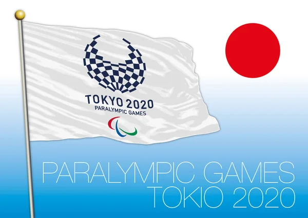 東京、日本 - 2020年 8 月年パラリン ピック ゲーム 2020、ロゴ、旗および記号のための準備 — ストックベクタ
