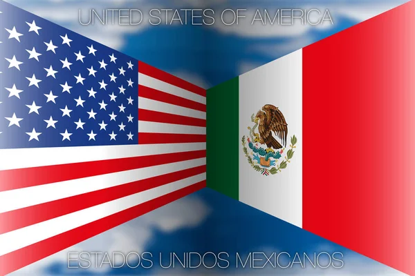 USA versus Mexico flags — Stock Vector