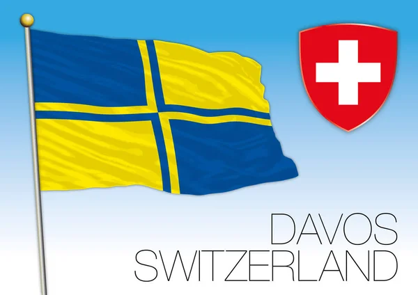 City of Davos flag, Switzerland — Stock Vector