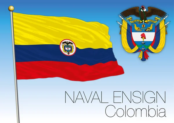 Колумбія, військово-морської військової ensign, Республіки Колумбія — стоковий вектор
