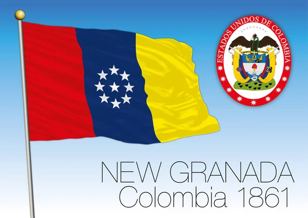 Nieuw-Granada historische vlag, 1861, Colombia — Stockvector
