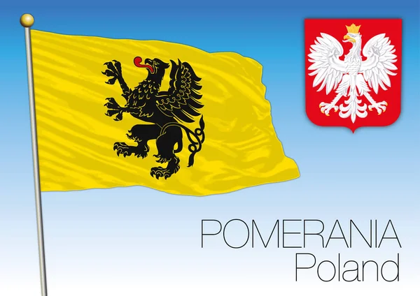 Pomerania bandera regional, Polonia — Vector de stock