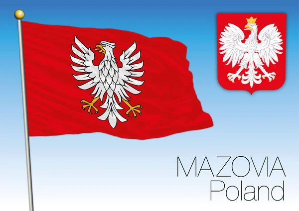 Bandera regional de Mazovia, Polonia — Vector de stock