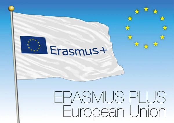 Erasmus Plus bayrak, Avrupa Birliği — Stok Vektör