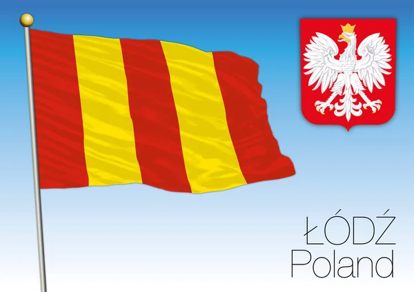 Bandera regional de Lodz, Polonia — Vector de stock