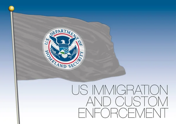 Bandeira de Imigração e Aplicação Personalizada dos EUA, Estados Unidos da América — Vetor de Stock
