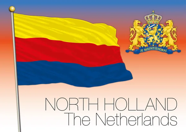 Bandera regional de Holanda Septentrional, Holanda — Vector de stock