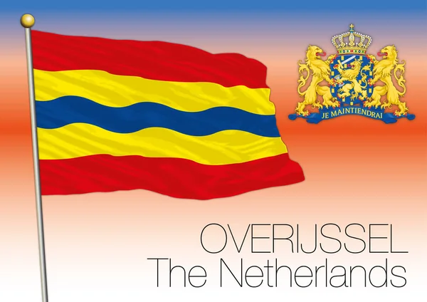 オーファーアイセル州地域の旗、オランダ、欧州連合 — ストックベクタ