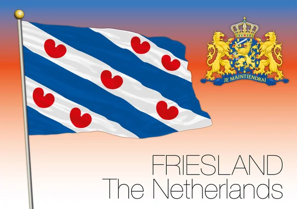 Friesland bölgesel bayrak, Hollanda, Avrupa Birliği — Stok Vektör