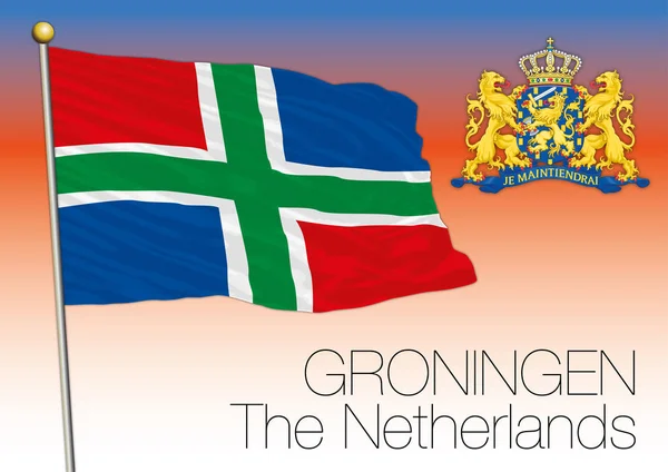グローニンゲン周辺地域旗、オランダ、欧州連合 — ストックベクタ