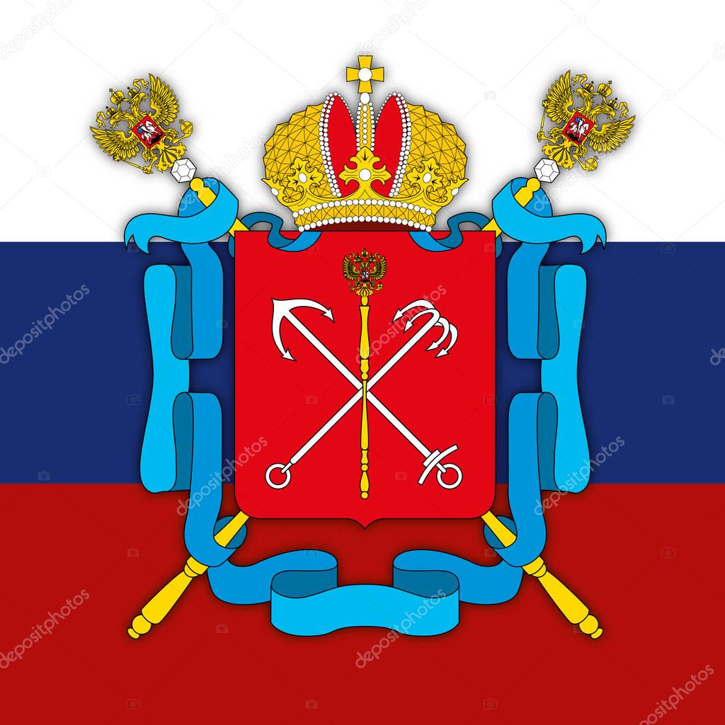 Saint Petersburg city, coat of arms, Russia