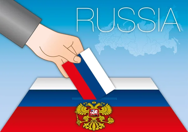 Russie, élections, urne avec drapeaux — Image vectorielle