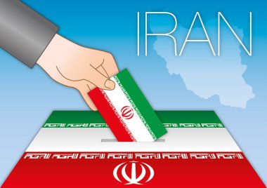Iran, elections, ballot box with flag clipart