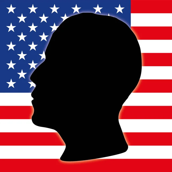 Silhouette Barack Obama et drapeau américain — Image vectorielle