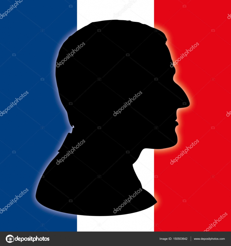 Emmanuel Macron silhouette with France flag — Stock Vector ...
