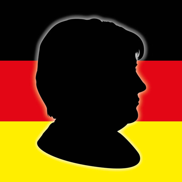 Angela Merkel silhouette with Germany flag 