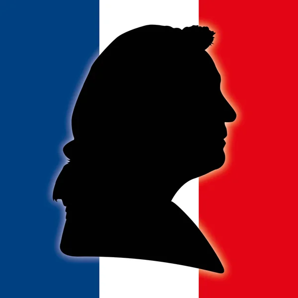 Silueta Marine le Pen con bandera de Francia — Vector de stock