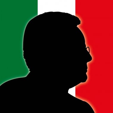 Sergio Mattarella portrait silhouette with Italy flag clipart
