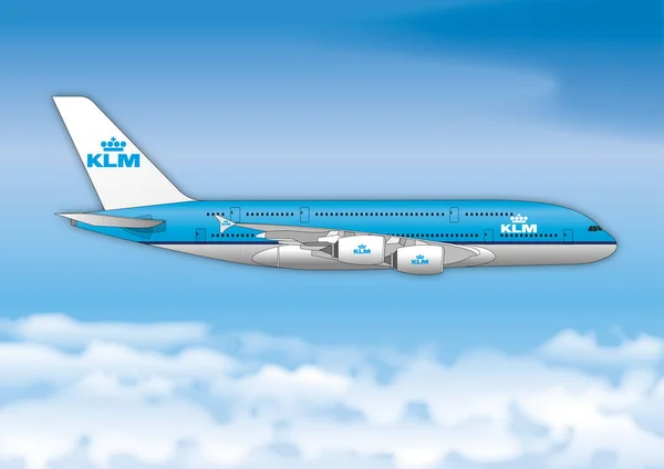 Linha aérea de passageiros KLM Royal Dutch — Vetor de Stock