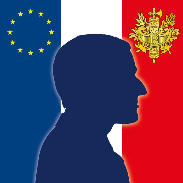 PARIS, FRANCE, ÉLECTIONS MAI 2017 - Le nouveau Président de la République Emmanuel Macron, silhouette — Image vectorielle