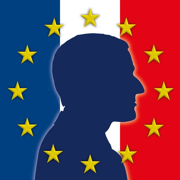 PARIGI, FRANCIA, ELEZIONI MAGGIO 2017 - Il nuovo Presidente della Repubblica di Francia Emmanuel Macron, silhouette — Vettoriale Stock