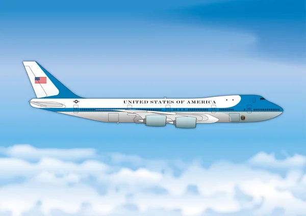 Air Force One, Boeing 747, avião de representação presidencial dos EUA — Vetor de Stock