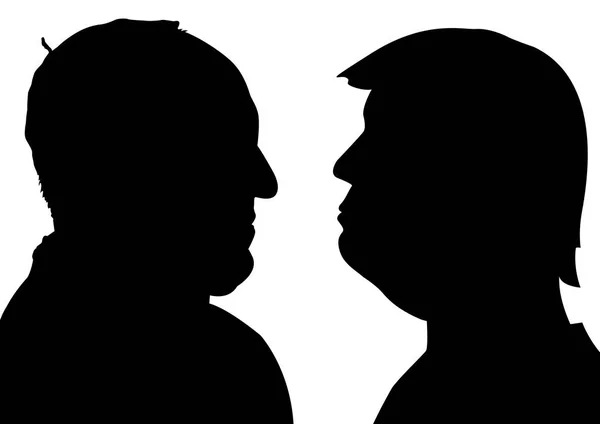 Pope Francis and Donald Trump silhouettes — Stock Vector