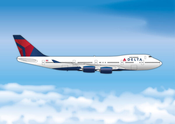 Delta Airlines, Boeing 747, airline passenger plane