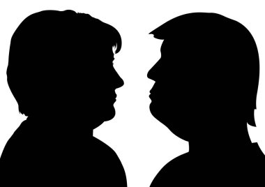 Angela Merkel ve Donald Trump siluetleri
