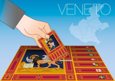 Veneto oy sandığı bayrak ve harita, İtalya