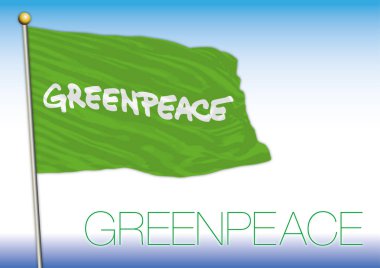 Greenpeace bayrak mavi gökyüzüne izole