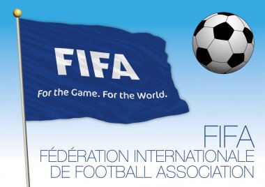 FIFA mavi bayrak ve çizim, topu Rusya 2018