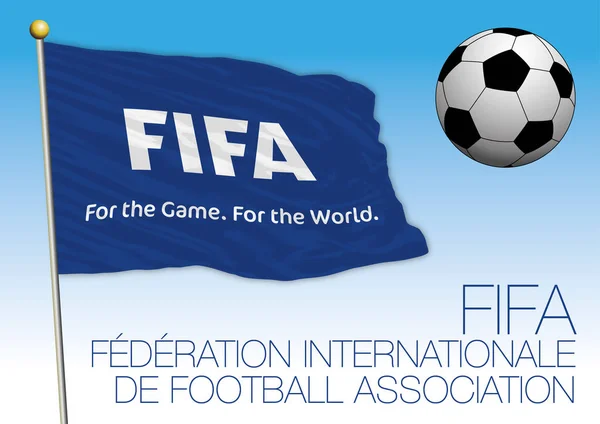 FIFA γαλάζια σημαία και μπάλα σχεδίασης, Ρωσία 2018 — Διανυσματικό Αρχείο