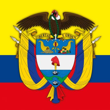 Republic of Colombia coat of arm and flag clipart
