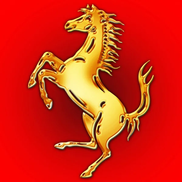 Cavallino Rampante, symbol of Ferrari, over the Italy flag Stock