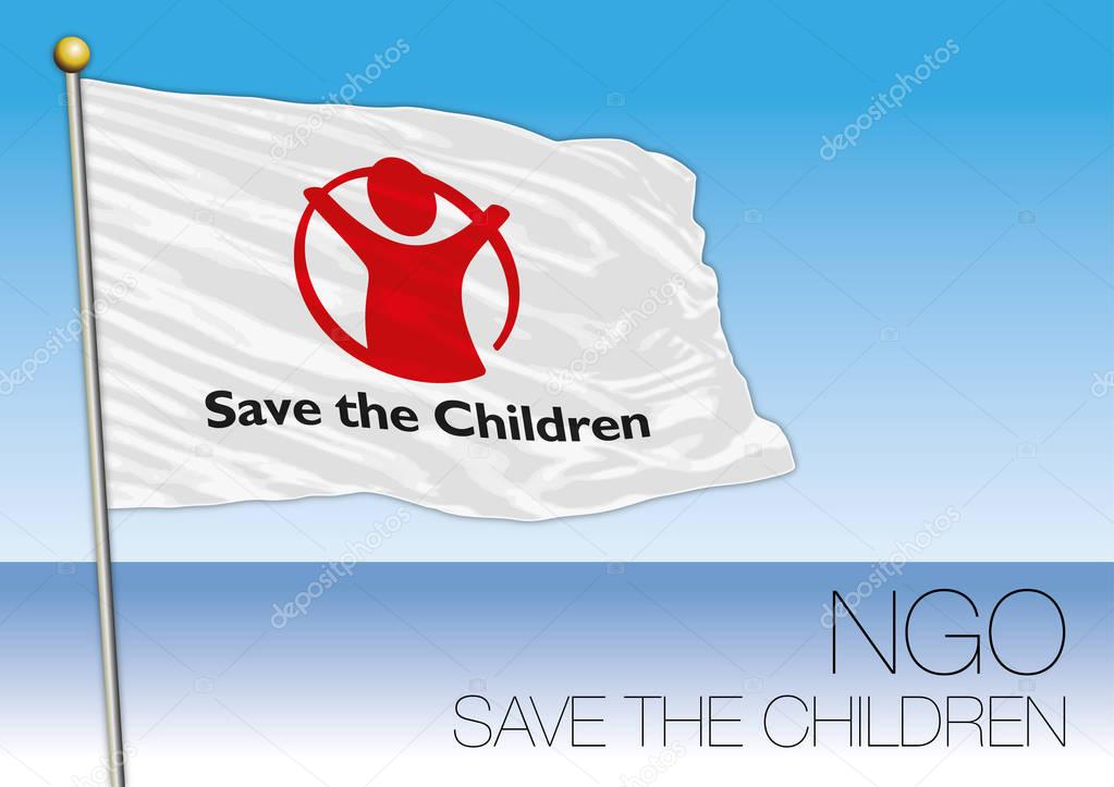 Flag of Save the Children, International NGO Organization, vector file, illustration