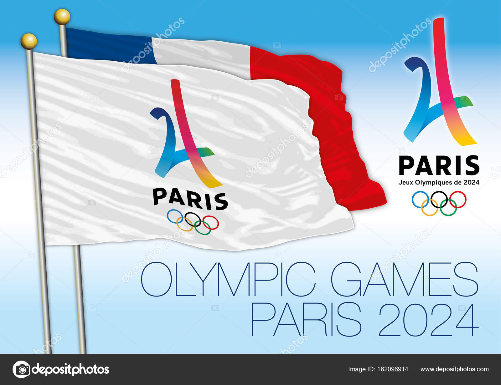 Jeux Olympiques Paris 2024 drapeau et logo Vecteur par ©frizio 162096914