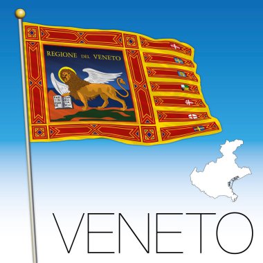 Veneto bayrak ve harita, İtalya, bayrak Saint Marco