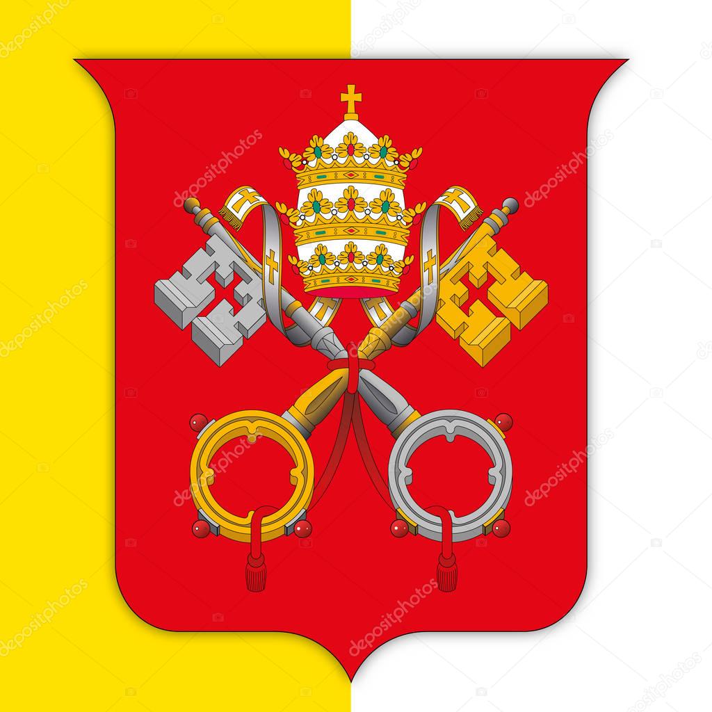 Vatican City coat of arms on flag