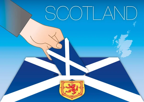 Schottland, Wahlurne mit Fahne und Wappen — Stockvektor