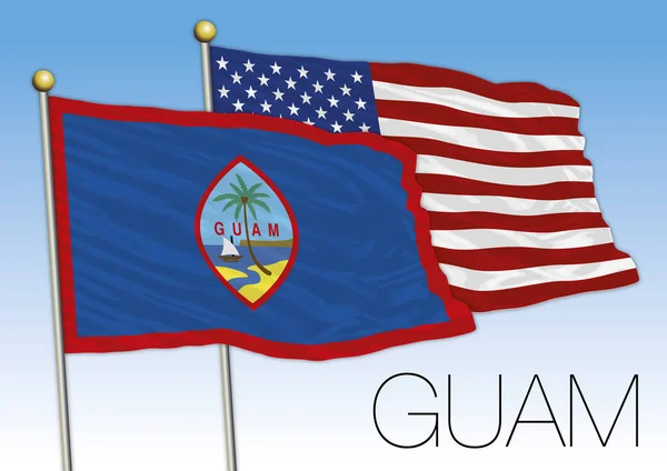 Guam island and United States flags — Stock Vector