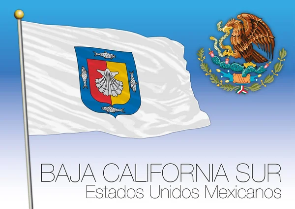 Baja California Sur regionala flagga, Mexikos förenta stater, Mexiko — Stock vektor