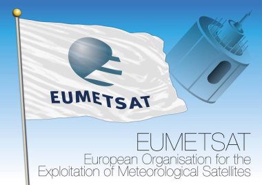 EUMETSAT organizasyon bayrak ve stilize Meteosat tasarım