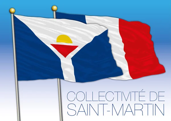 세인트 마틴 국기와 프랑스 국기, 프랑스 — 스톡 벡터