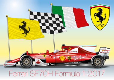 Ferrari Formula 1 Sf70h bayrakları, vektör dosyası, illüstrasyon